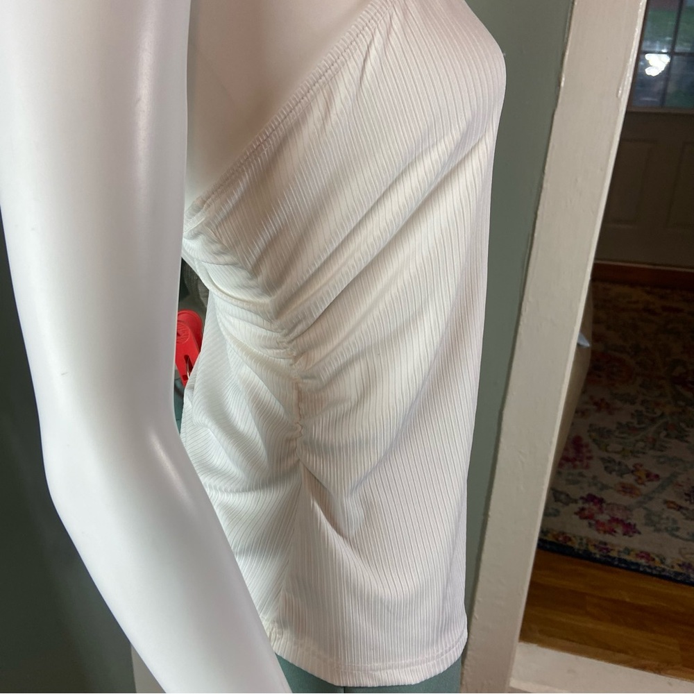 3/$12 Shein Curve Bundle White Asymmetrical Tube Top & Sage Green Pencil Skirt - Picture 3 of 14